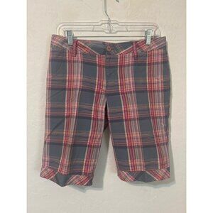Volcom Poison Oak Bermuda Plaid Short Pink Grey Sz 5 Beach